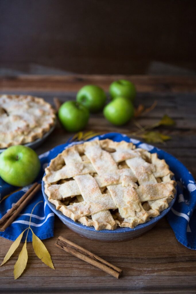 Pear-apple pie on a table